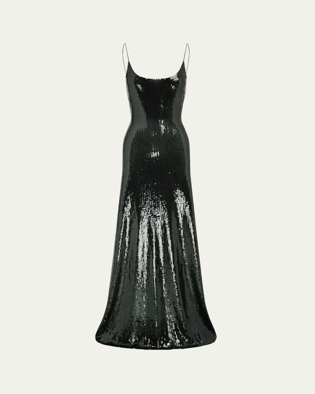 Singlet Backless Mesh Sequined Gown